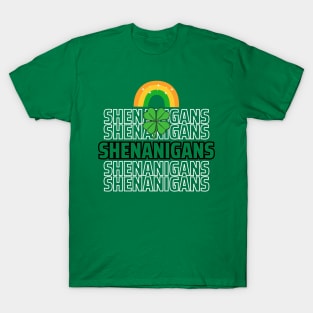 Fun St. Patrick's Day Shenanigans rainbow four leaf clover T-Shirt